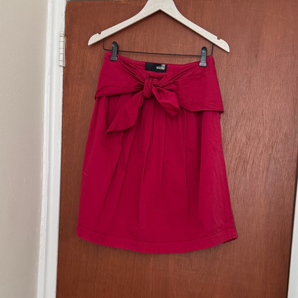 Moschino Red (burgundy trendy color) Midi Skirt with Bow